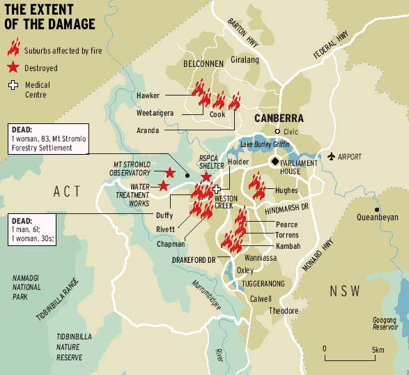 Canberra fire map